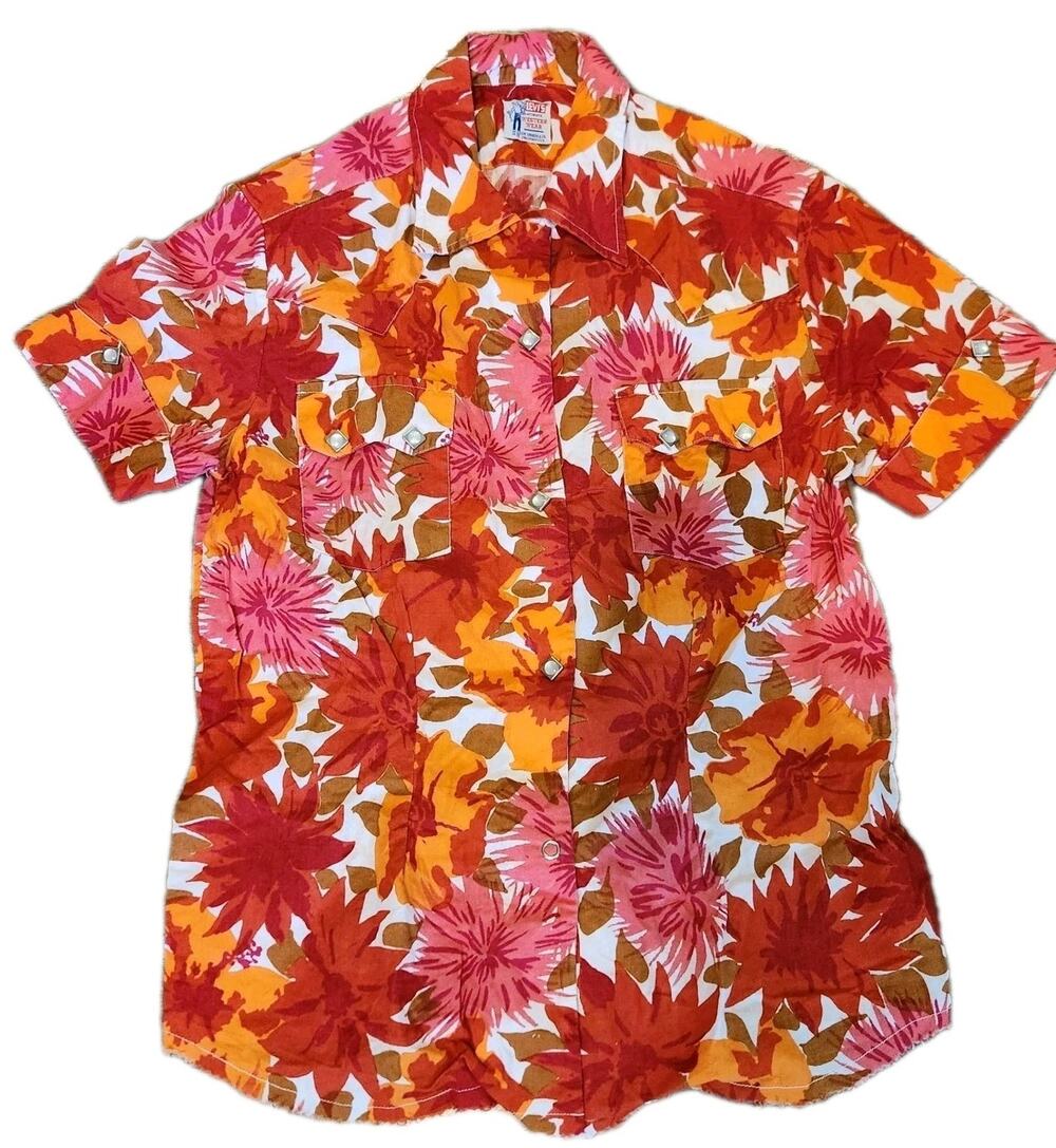 Vintage Levi's Collectible 'Sample Garment' USA Western Shirt Floral Pearl Snaps